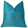 Aquamarine Velvet Turquoise Luxury Throw Pillow, 20"x30" Queen