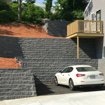 ALLAN BLOCK CLASSIC GRANITE GREY RETAINING WALL & MONOLITHIC GRANITE STEPS
