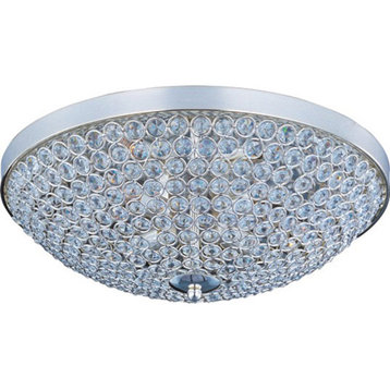 Maxim Glimmer Four Light Plated Silver Beveled Crystal Glass Bowl Flush Mount