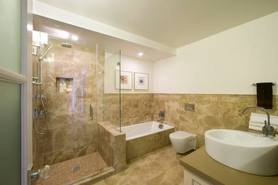 Example of a transitional bathroom design in San Francisco