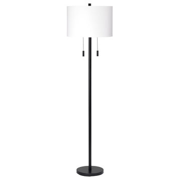 Lincoln 2-Light Metal Floor Lamp, Black