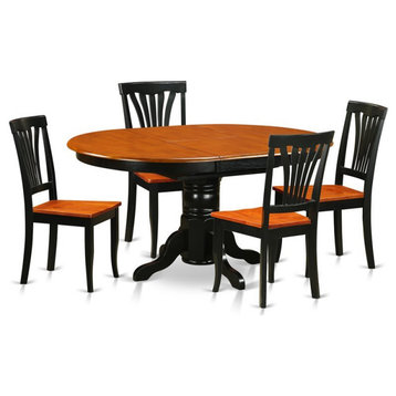 East West Furniture Avon 5-piece Wood Dining Set in Black and Cherry