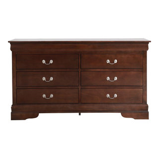 Louis Philippe Dresser with Cappuccino Finish with Silver Hardware