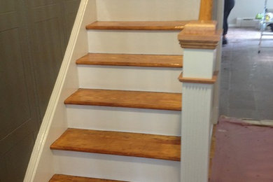 Example of a transitional staircase design in New York