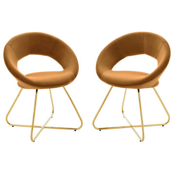 Nouvelle Performance Velvet Dining Chair Set of 2 Gold Cognac -4681