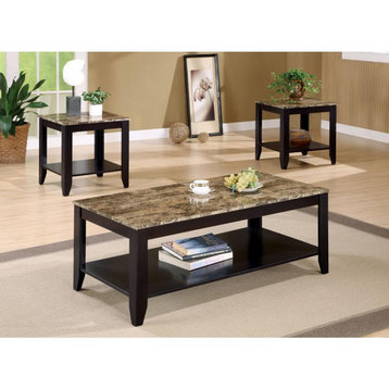 Coaster Transitional Marble Look Top Three-Piece Table Set 47.62x23.62x18 Inch