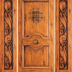 Knotty Alder Exterior Prehung Door with Two Sidelites,, Speakeasy - Front Doors