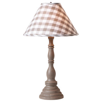 Irvins Country Tinware Davenport Wood Table Lamp in Earl Gray with Fabric Gray