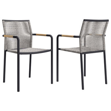 Serenity Outdoor Patio Armchairs Set of 2, Light Gray
