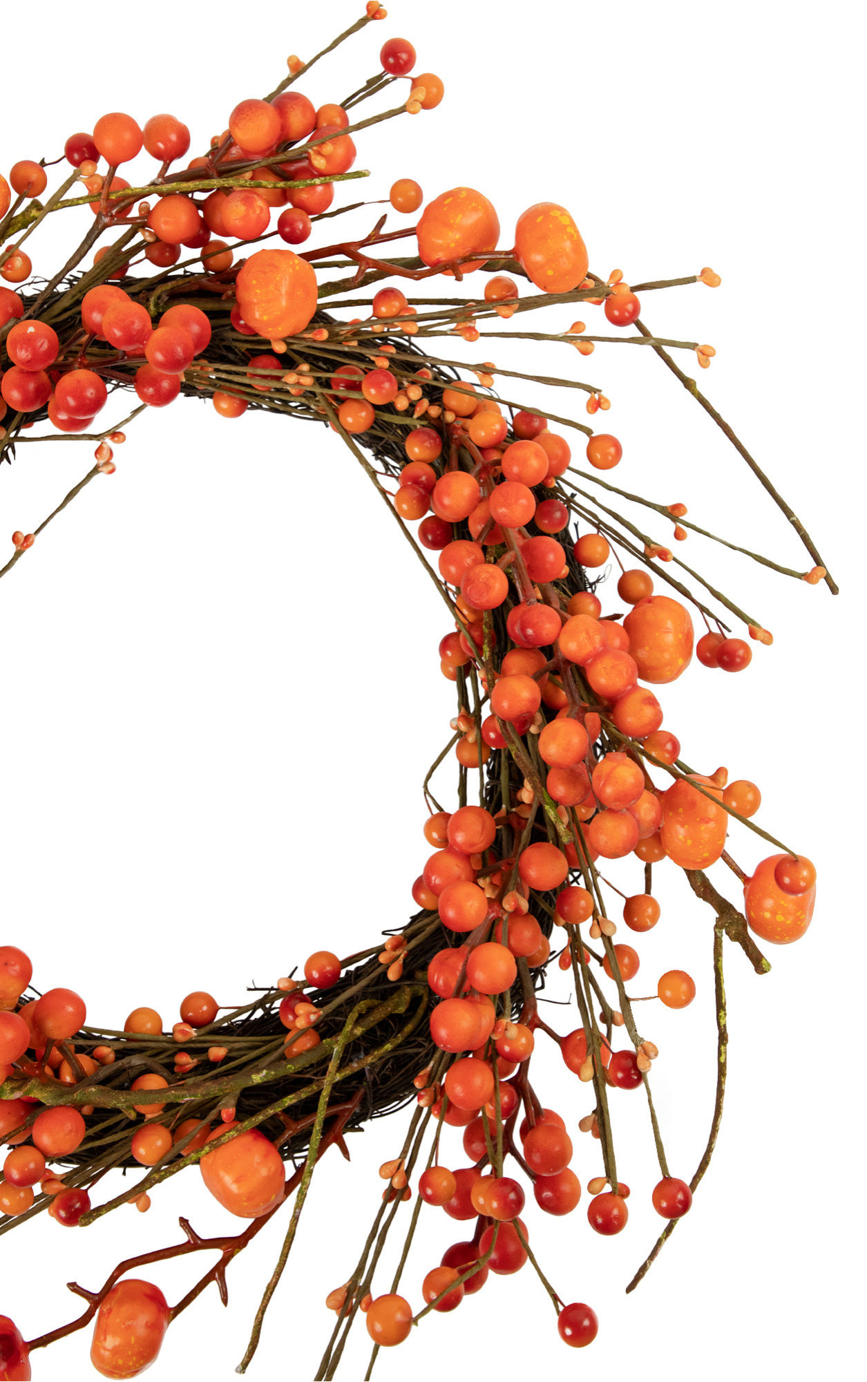 Red and Orange Berries with Mini Pumpkins Fall Harvest Wreath 20-Inch ...