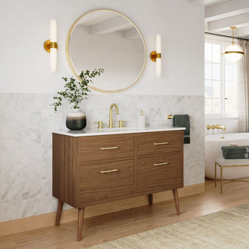 The Richmond Bathroom Vanity, Walnut, 42", Single Sink, Freestanding