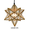Brass Golden Moravian Star Pendant Light Star Glass Lights, 12", Clear Glass