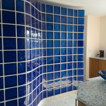 Colored and Curved Glass Block Shower Middleton Wisconsin