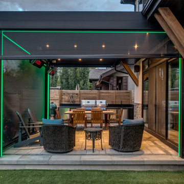 StruXure Adjustable Pergola with TRAX Lighting and Phantom Motorized Screens