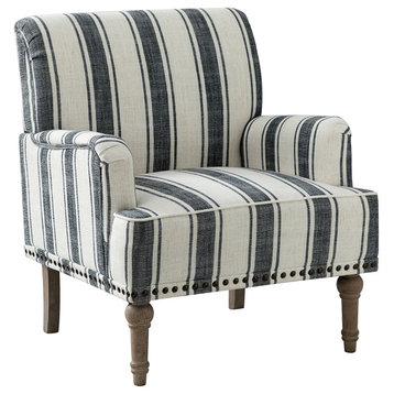 Comfy Living Room Armchair With Stripe Design, Black