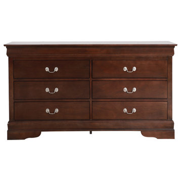 Louis Phillipe 6-Drawer Cappuccino Double Dresser 33 in. X 18 in. X 60 in.