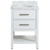 Louella White Contemporary Bathroom Vanity With Marble Top, 24"