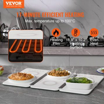 VEVOR 18.9"x10.2" Electric Food Buffet Server 240W Foldable Warming Tray