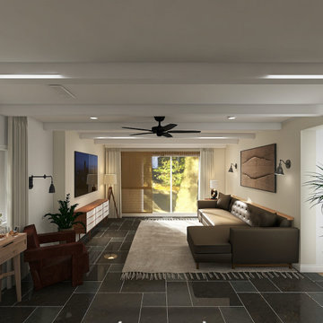Masculine Modern Den & Kitchen Remodel