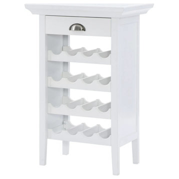 Transitional Wine Rack, 16 Bottles Capacity, Drawer & Removable Serving Tray Top
