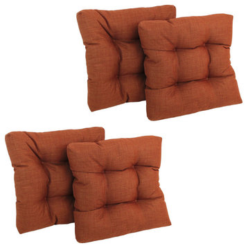 19" Squared Spun Polyester Tufted Dining Chair Cushion, Set of 4, Cinnamon