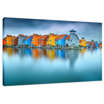 Blue Morning at Waters Edge Groningen Netherlands Canvas Prints, 18" X 24"