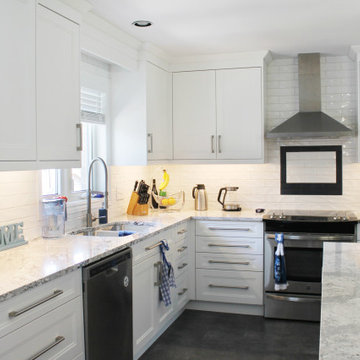 Transitional Blue and White Kitchen