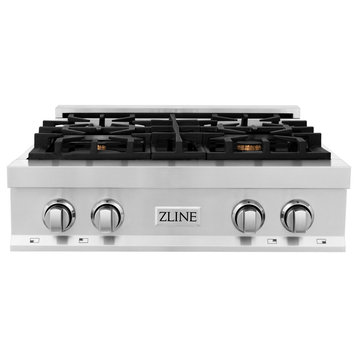 ZLINE 30" Porcelain Gas Stovetop With 4 Gas Brass Burners, RT-BR-30