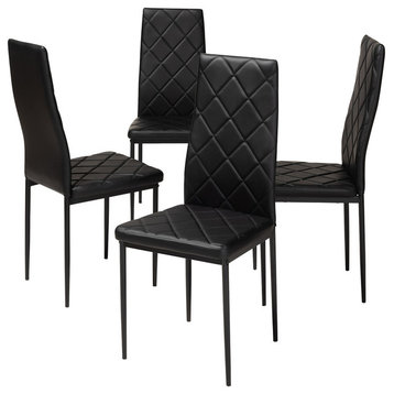 Blaise Faux Leather Upholstered Dining Chair, Set of 4, Black, Black