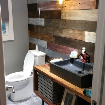 Industrial modern powder room