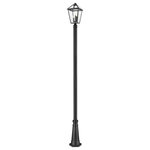 Z-Lite - Z-Lite 579PHBR-519P-BK Talbot 3 Light Outdoor Post Mounted Fixture in Black - Illuminate an exterior front or back walkway with a classic fixture reflecting a charming village theme. Made from Midnight Black metal and clear beveled glass panels, this three-light outdoor post mounted fixture delivers a charming upgrade with industrial-inspired attitude.