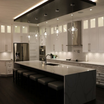 White Kitchen with Dark Wood Accents