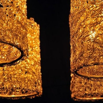 METAL LIGHTING CHANDELIERS, SCULPTURE CYLINDER