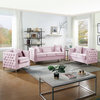 Bayberry Velvet Sofa With 3 Pillows, Pink
