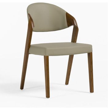 Modrest Arlo Modern Beige and Walnut Dining Chairs, Set of 2