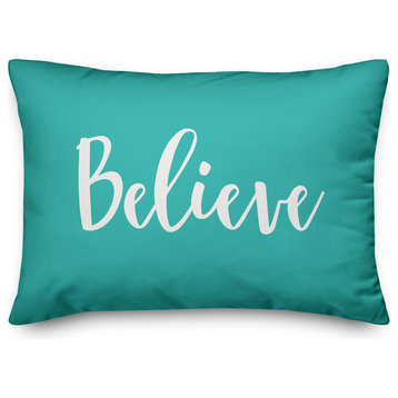 Believe, Teal 14x20 Lumbar Pillow