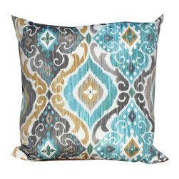 Persian Mist Outdoor 2-Piece 18" Square Throw Pillow Set - Outdoor Cushions And Pillows