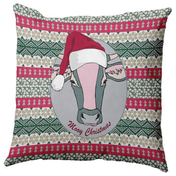 Mooy Christmas Indoor/Outdoor Throw Pillow, Cloud Grey, 18"x18"