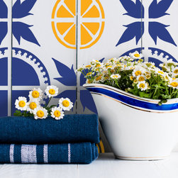 Tyles Citrus Plates in Golden Yellow and King Blue - Paint And Wall Covering Supplies
