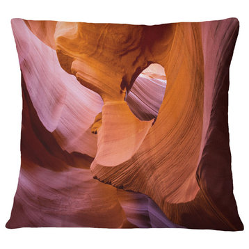 Antelope Canyon Sandstone Waves Landscape Photography Throw Pillow, 16"x16"