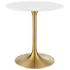 Lippa 28" Round Dining Table, Gold White