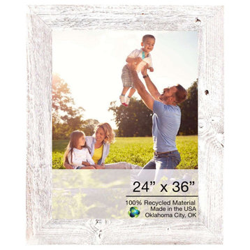 HomeRoots 24x36 Rustic White washed Picture Frame With Plexiglass Holder