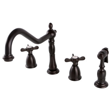 Widespread Kitchen Faucet, Brass Sprayer, Oil Rubbed Bronze