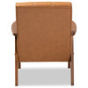 Nikko Mid-century Modern Tan Faux Leather and Walnut Brown Lounge Chair