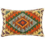 Bareens Designer Rugs - Turkish Southwestern Cumming Hand Woven Kilim Pillow - Embellish your home with this timeless casual chic handmade Southwestern Kilim throw pillow covers made with wool and cotton. Constructed on a loom by Nomad Turkman people with hand spun wool and Natural Vegetable dyes these beautiful Kilim pillow covers are known for their beautiful repetitive geometrical, naturalistic floral and traditional patterns yet still giving it a moden look. Masterfully artisan-crafted on traditional Kilim looms with a contemporary fashion palette producing bold intricate sharp patterns making them a standout piece in any decor.