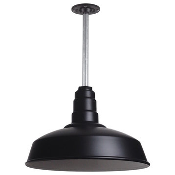 Barn Lighting 16" Pendant With 12" Rigid Stem, Matte Black