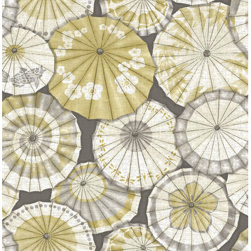 A-Street Prints by Brewster 2764-24358 Mistral Mikado Ochre Parasol Wallpaper