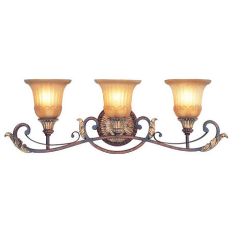 Villa Verona Bath Light, Verona Bronze With Aged Gold Leaf Accents