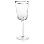 Zodax - Kampari Triangular Wine Glasses With Gold Rim, Set of 4 - Clear textured pattern with gleaming gold rim glassware set that's sure to glam up any wine party. Boasting a simple yet elegant design, this glass set is certain to please patrons at your bar or restaurant. Great for serving a variety of wine, this wine glass set is versatile addition to your barware collection.