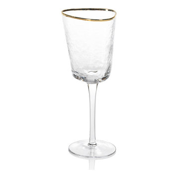 Kampari Triangular Wine Glasses With Gold Rim, Set of 4